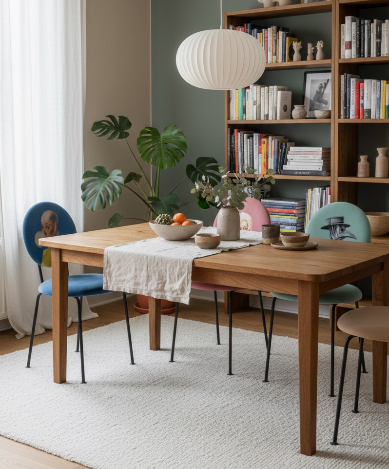 wyrazisty akcent we wnętrzu krzesła z grafiką